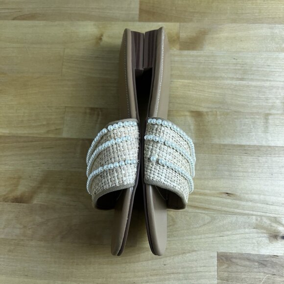 J. Crew Factory Pearl Slide Sandals Woven‎ Raffia Slip On Flat BN877 Size 7 - Picture 6 of 7